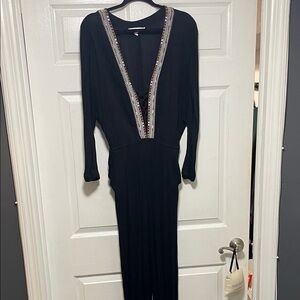 BCBGeneration Black Jumpsuit with Multicolor Trim